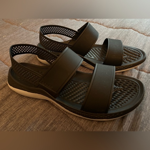 CROCS Shoes - Crocs Literide 360 Black Sandals Womens 9 Strappy Comfort Lightweight Rubber